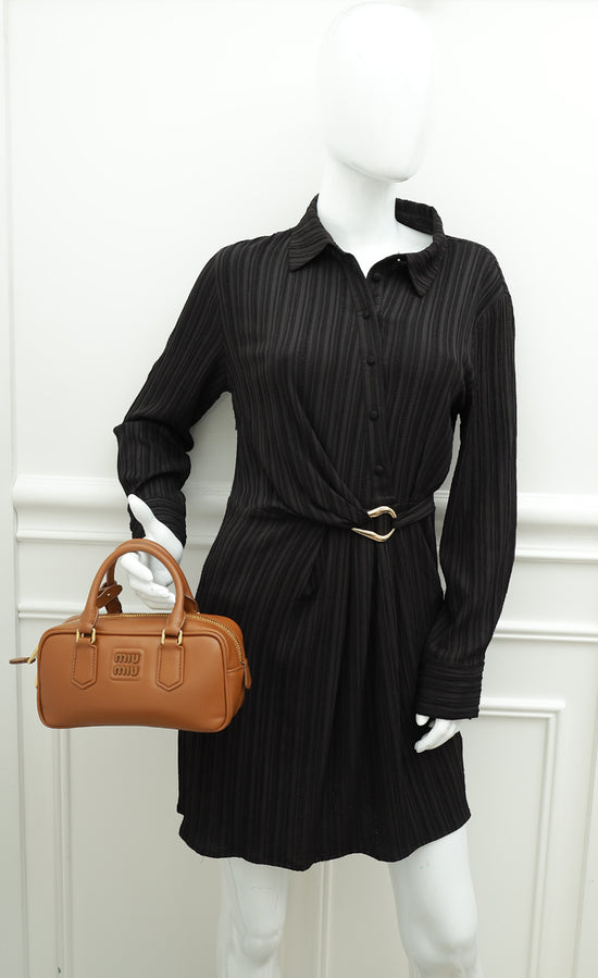 Load image into Gallery viewer, Miu Miu Cognac Arcadie Soft Padded Bag
