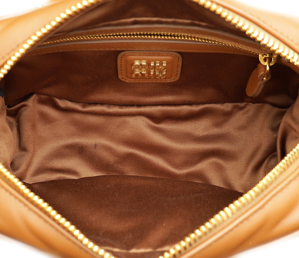 Miu Miu Cognac Arcadie Soft Padded Bag