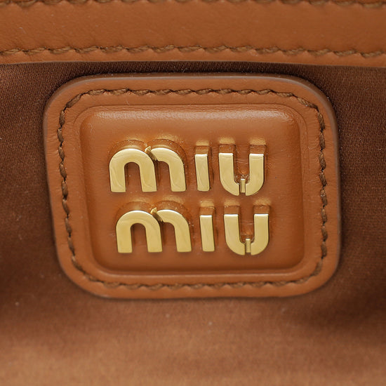 Load image into Gallery viewer, Miu Miu Cognac Arcadie Soft Padded Bag
