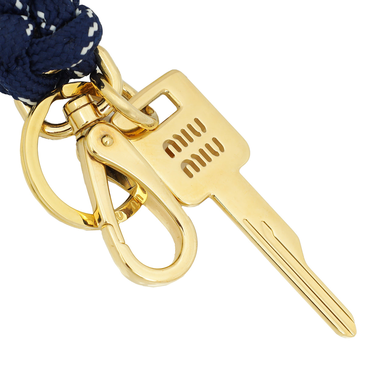 Miu Miu Navy Blue Braided Cord Keychain-MIU MIU-THE CLOSET