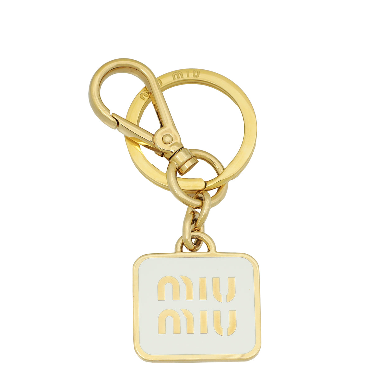 Miu Miu White Logo Key Holder Bag Charm-MIU MIU-THE CLOSET