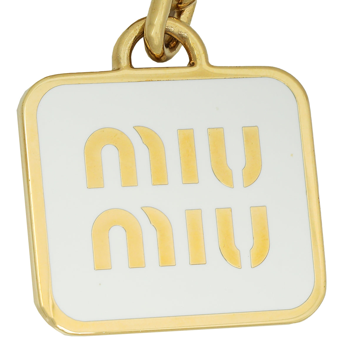 Miu Miu White Logo Key Holder Bag Charm-MIU MIU-THE CLOSET