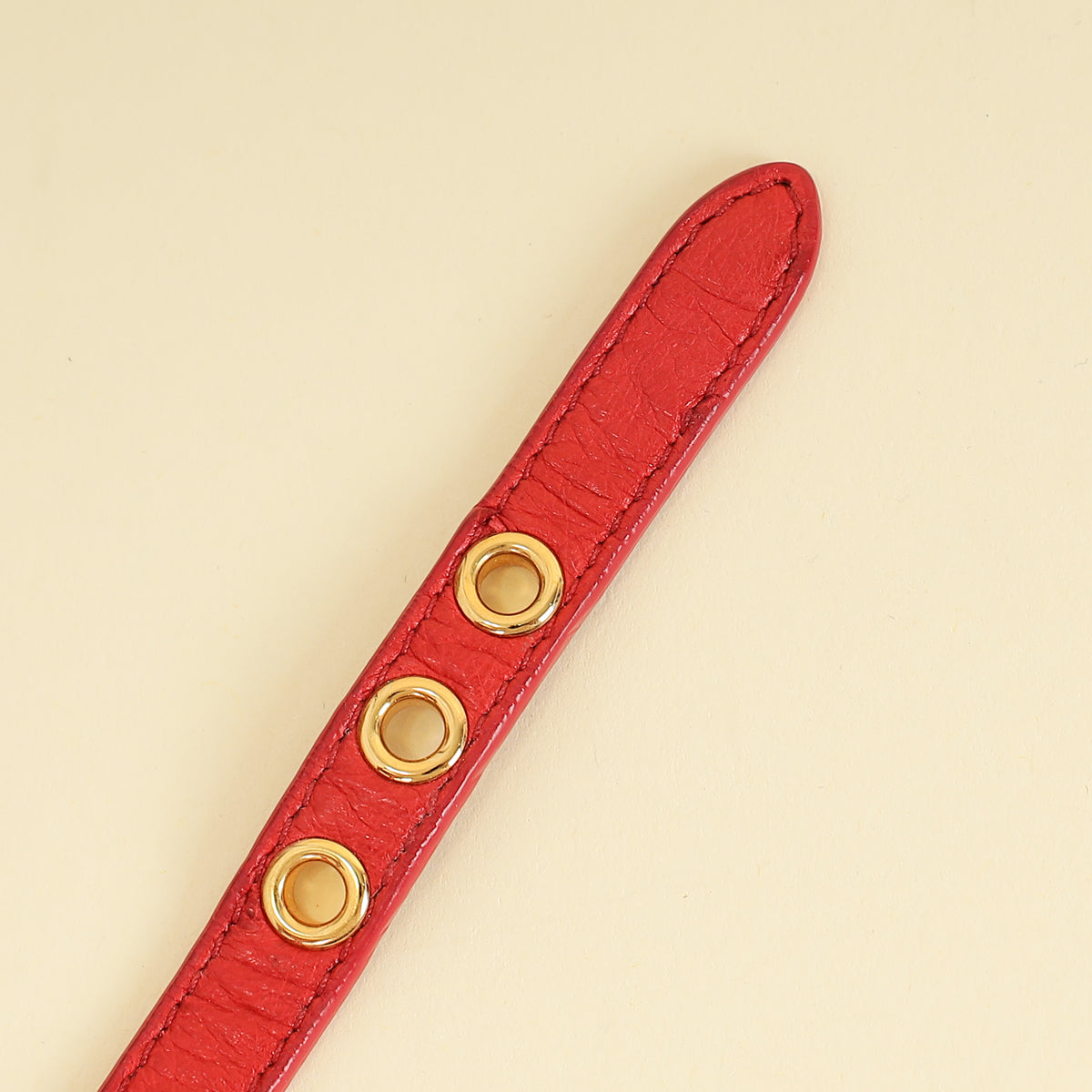 Miu Miu Red Heart Charm Ostrich Wrap Bracelet-MIU MIU-THE CLOSET