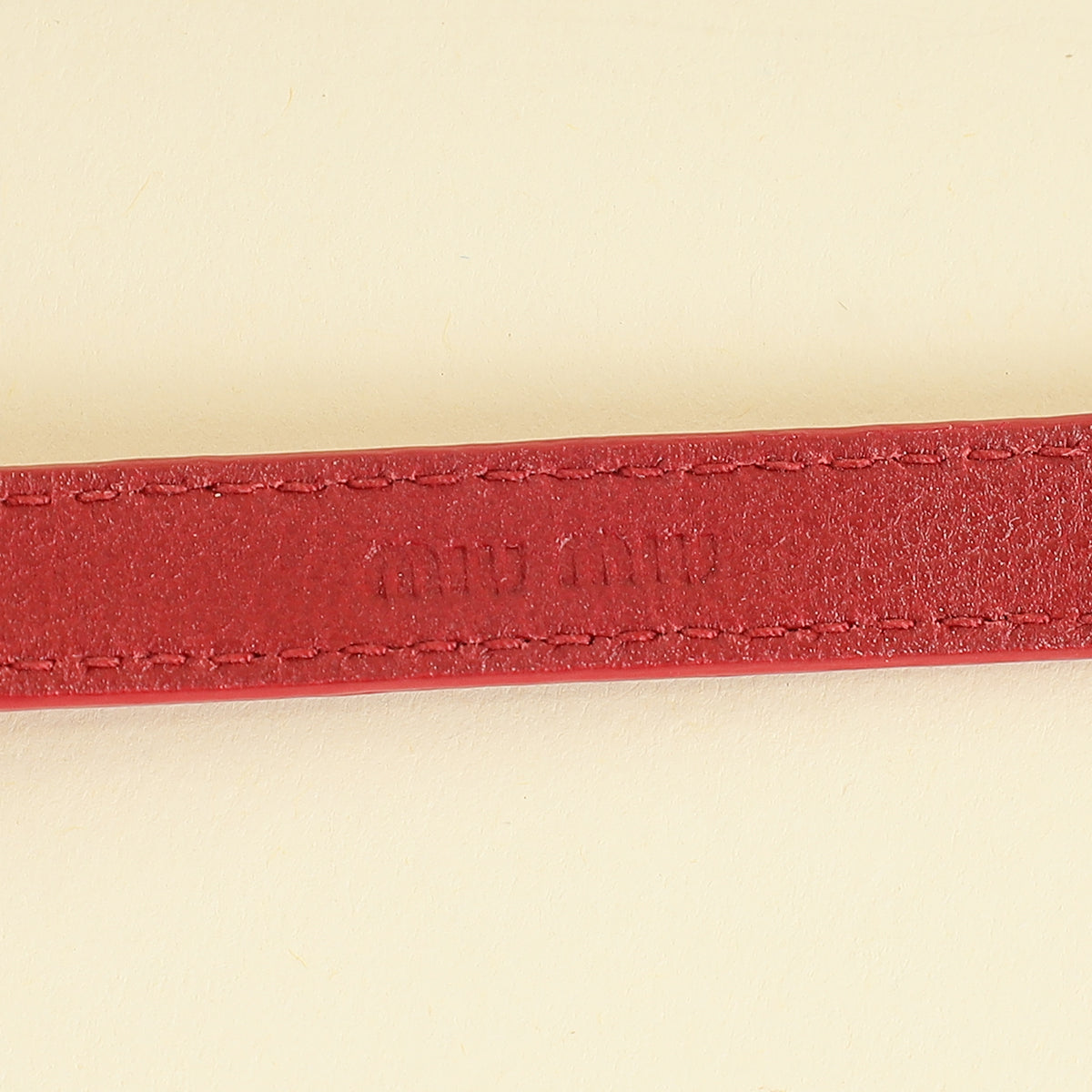 Miu Miu Red Heart Charm Ostrich Wrap Bracelet-MIU MIU-THE CLOSET