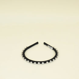 Miu Miu Black Satin Crystal Embellished Headband