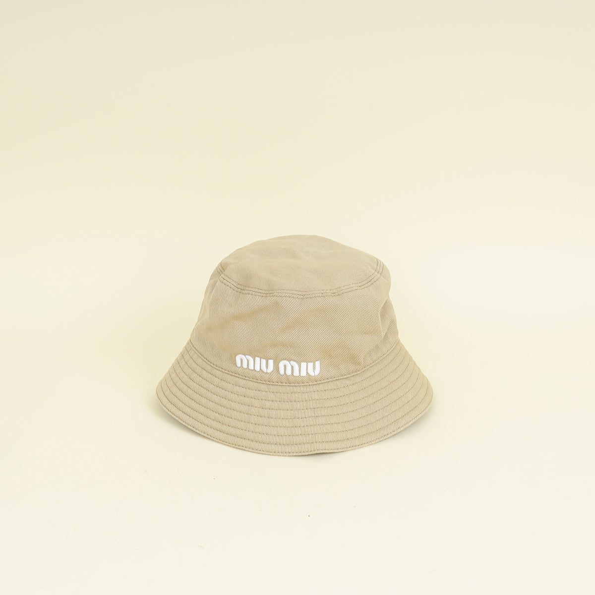 Miu Miu Beige Logo Bucket Medium Hat