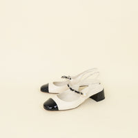 Miu Miu Bicolor Chain Pearl Slingback Pumps 39.5
