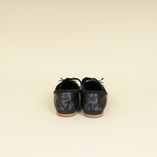 Miu Miu Black Ballerina w/Elastic Logo Strap 37.5