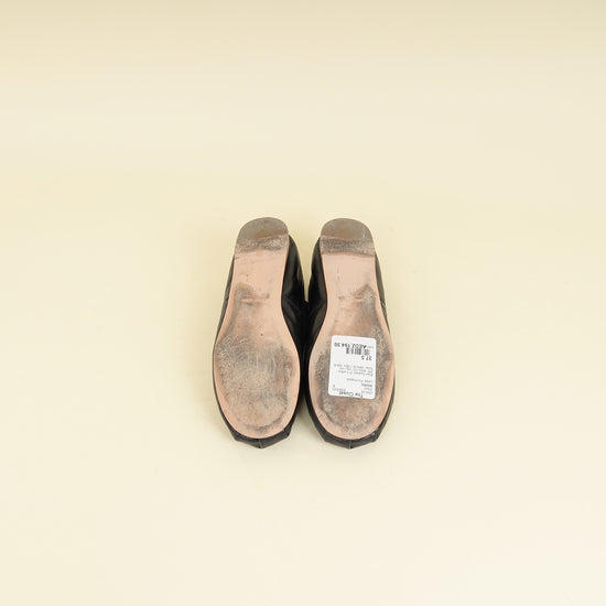 Miu Miu Black Ballerina w/Elastic Logo Strap 37.5