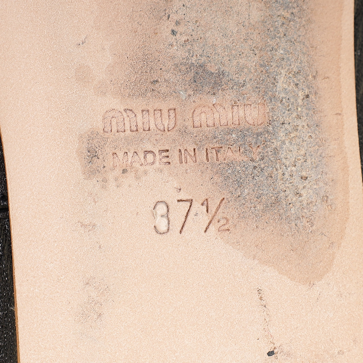 Miu Miu Black Ballerina w/Elastic Logo Strap 37.5