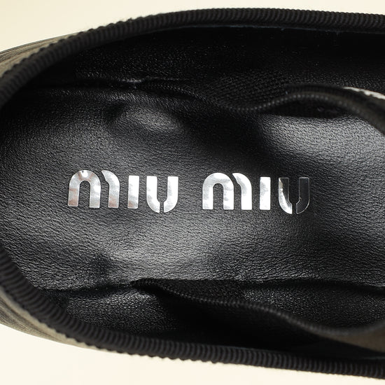 Miu Miu Black Ballerina w/Elastic Logo Strap 37.5