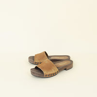 Miu Miu Brown Logo Faded-Suede Clogs 37
