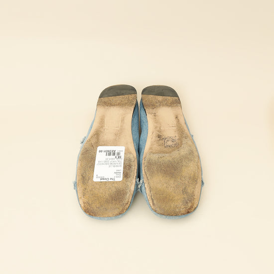 Miu Miu Blue Denim Chain Strap Mary Jane Ballerina 38.5-MIU MIU-THE CLOSET