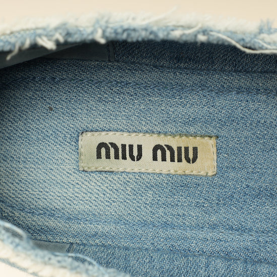Miu Miu Blue Denim Chain Strap Mary Jane Ballerina 38.5-MIU MIU-THE CLOSET