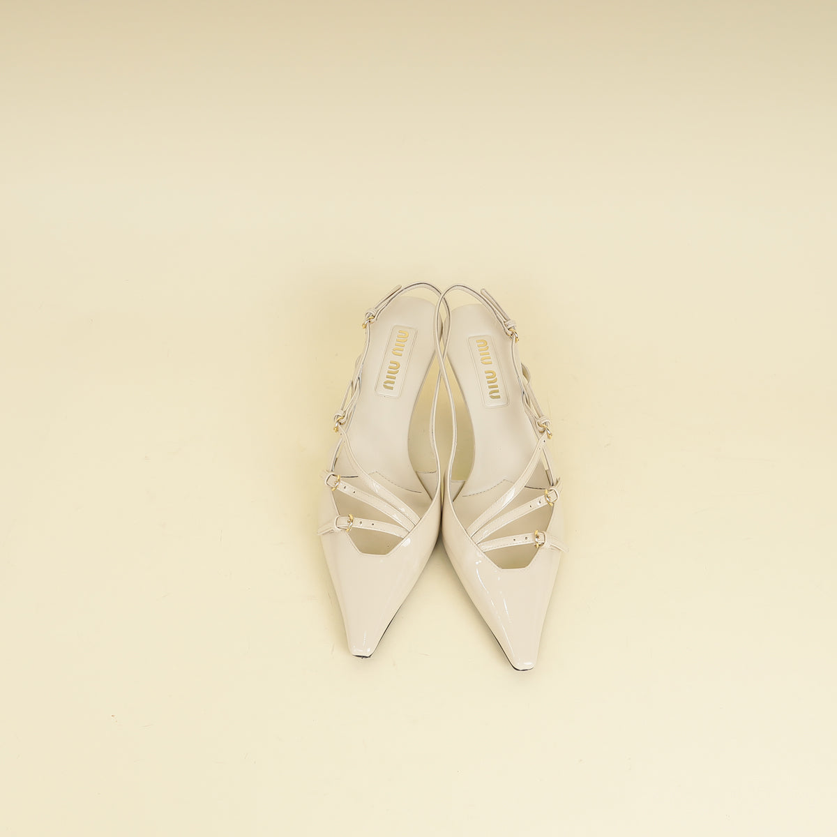 Miu Miu Cream Buckle Slingback Pump 40