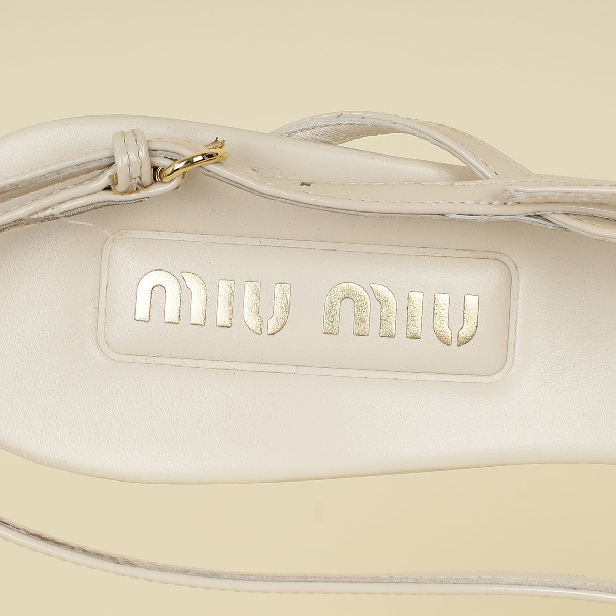 Miu Miu Cream Buckle Slingback Pump 40