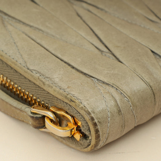 Miu Miu Gray Matelassé Nappa Zip Around Wallet-MIU MIU-THE CLOSET