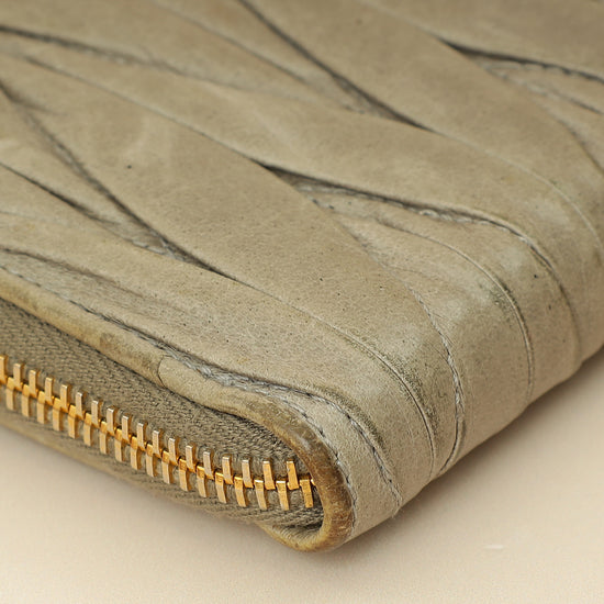 Miu Miu Gray Matelassé Nappa Zip Around Wallet-MIU MIU-THE CLOSET