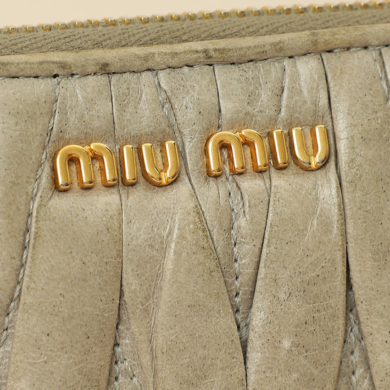 Miu Miu Gray Matelassé Nappa Zip Around Wallet-MIU MIU-THE CLOSET
