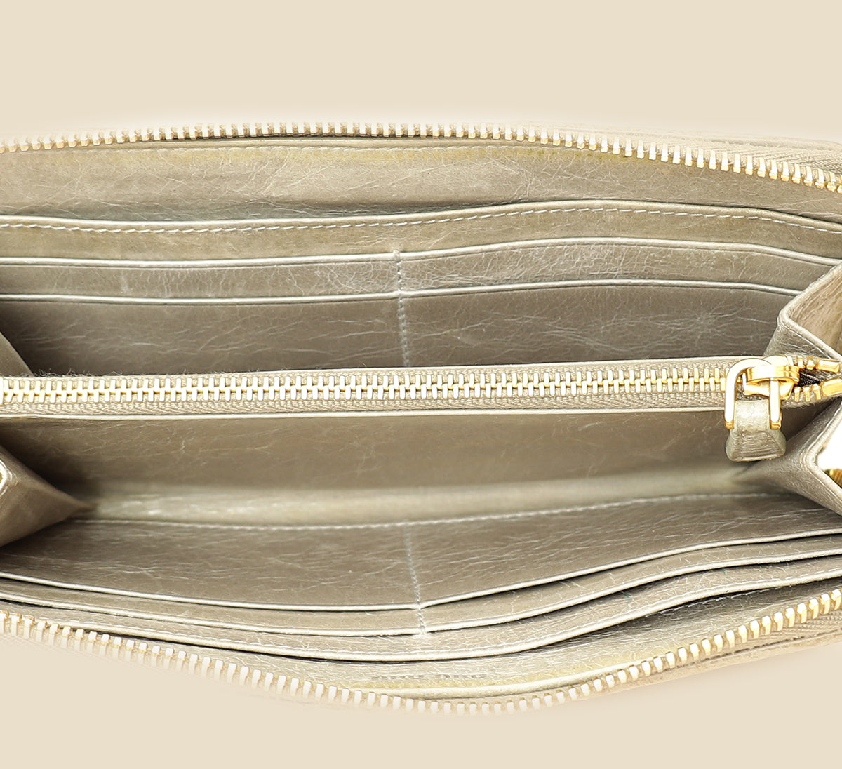 Miu Miu Gray Matelassé Nappa Zip Around Wallet-MIU MIU-THE CLOSET