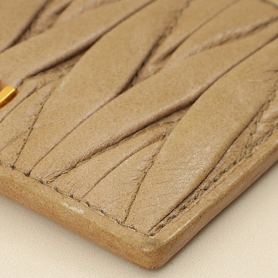 Miu Miu Cammeo Beige Matelassé Card Holder-MIU MIU-THE CLOSET