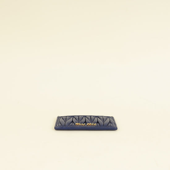 Miu Miu Navy Matelassé Card Holder-MIU MIU-THE CLOSET