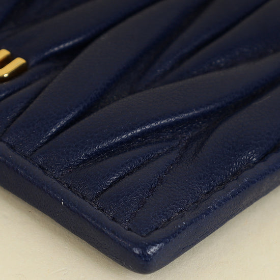 Miu Miu Navy Matelassé Card Holder-MIU MIU-THE CLOSET