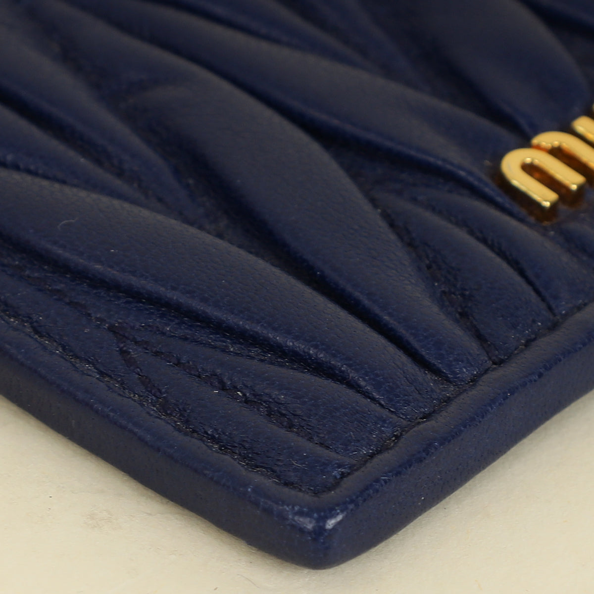 Miu Miu Navy Matelassé Card Holder-MIU MIU-THE CLOSET