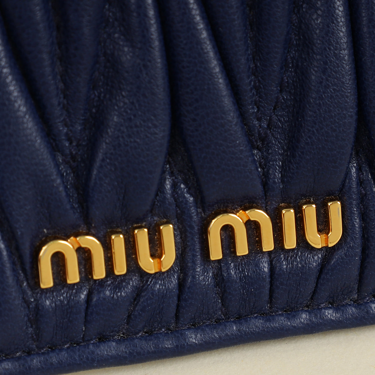 Miu Miu Navy Matelassé Card Holder-MIU MIU-THE CLOSET