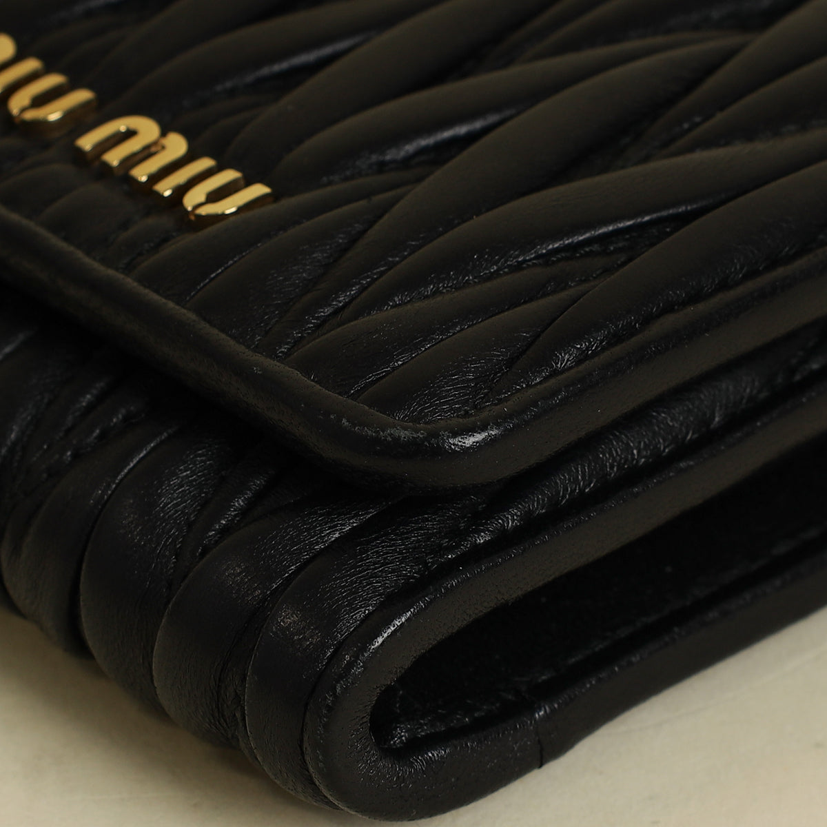 Miu Miu Black Small Matelassé Wallet-MIU MIU-THE CLOSET