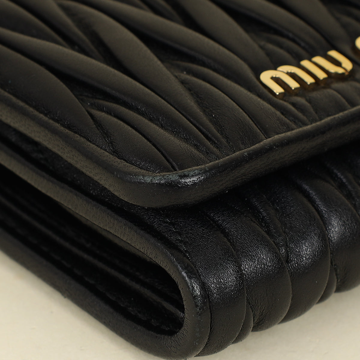 Miu Miu Black Small Matelassé Wallet-MIU MIU-THE CLOSET