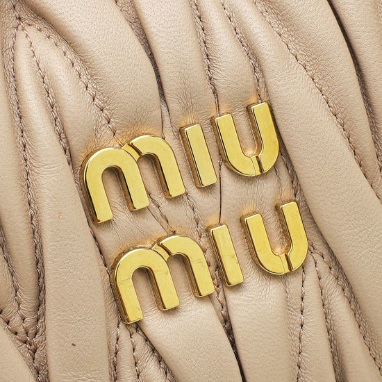 MIU MIU Neutral Metallic Matelassé Nappa Mini Wander Hobo Bag