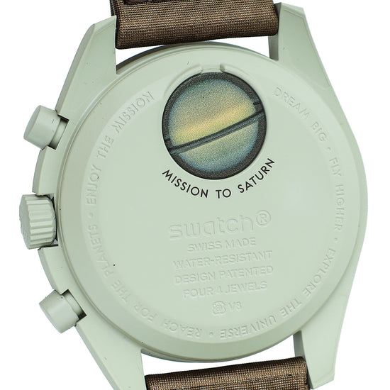 Omega Bicolor Swatch Speedmaster Moonswatch Mission to Saturn Quartz 41mm Watch