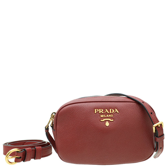 Prada Red Vitello Daino Convertible Belt Bag