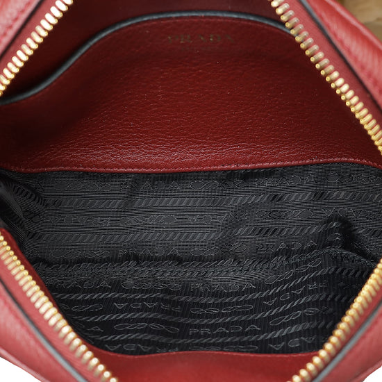 Prada Red Vitello Daino Convertible Belt Bag