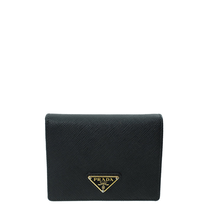 Prada Black Lux Small Bi-Fold Wallet-Prada-THE CLOSET