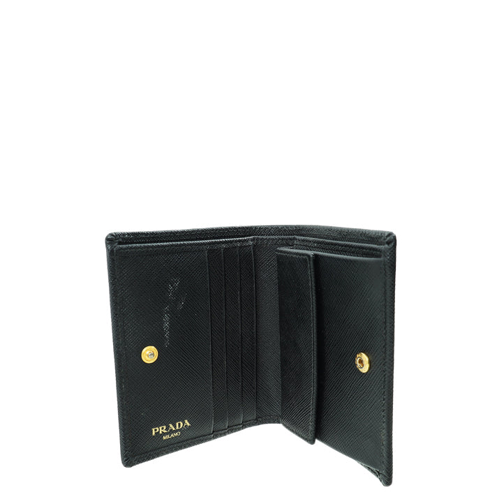 Prada Black Lux Small Bi-Fold Wallet