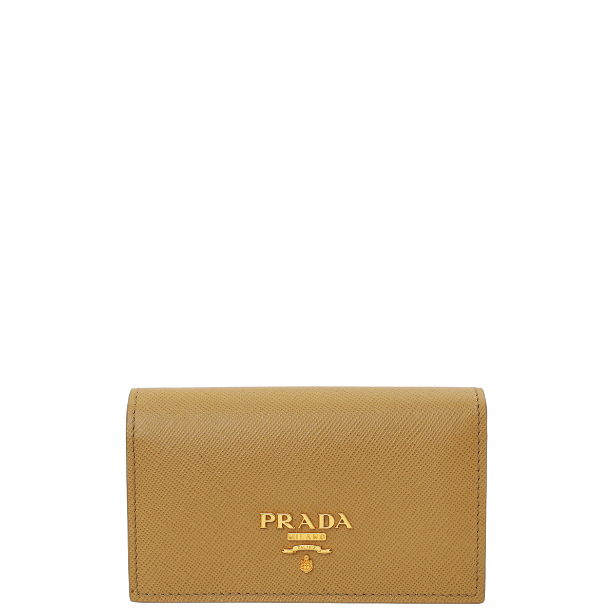 Prada Sughero Beige Metal Card Holder-Prada-THE CLOSET