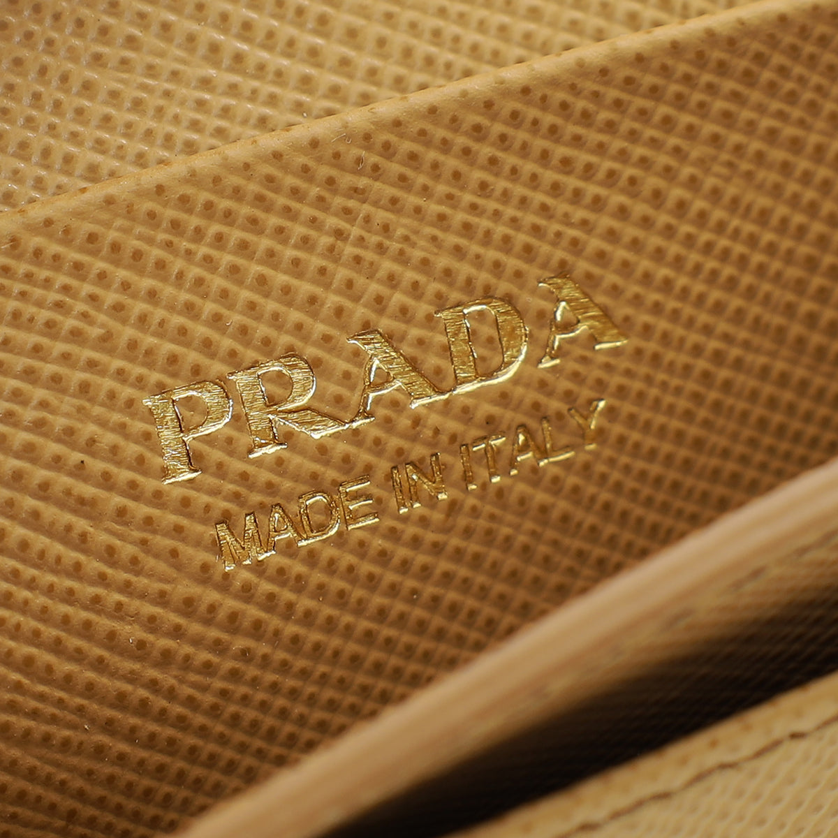 Prada Sughero Beige Metal Card Holder