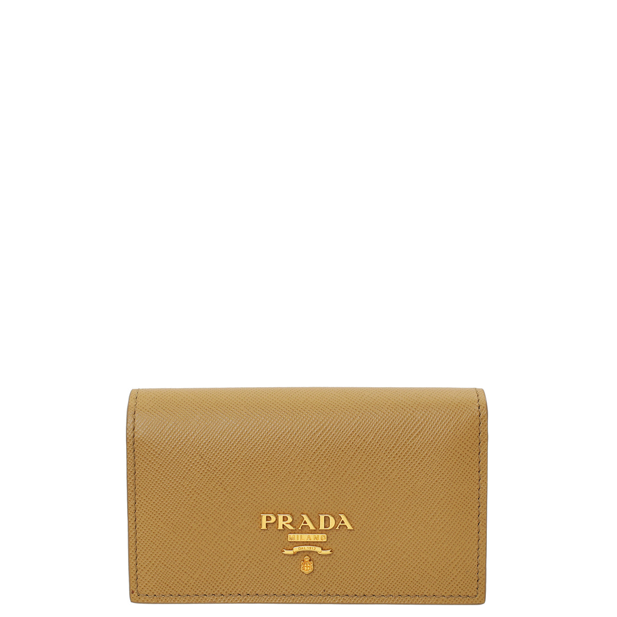 Prada Sughero Beige Metal Card Holder