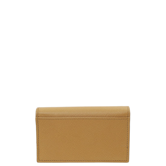 Prada Sughero Beige Metal Card Holder