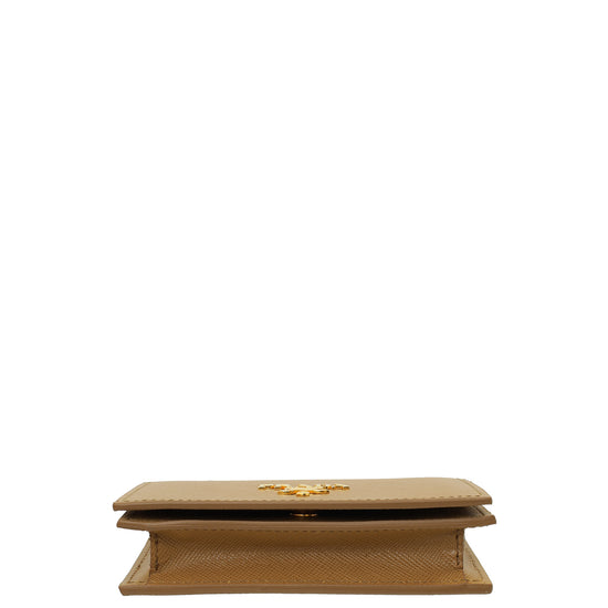 Prada Sughero Beige Metal Card Holder