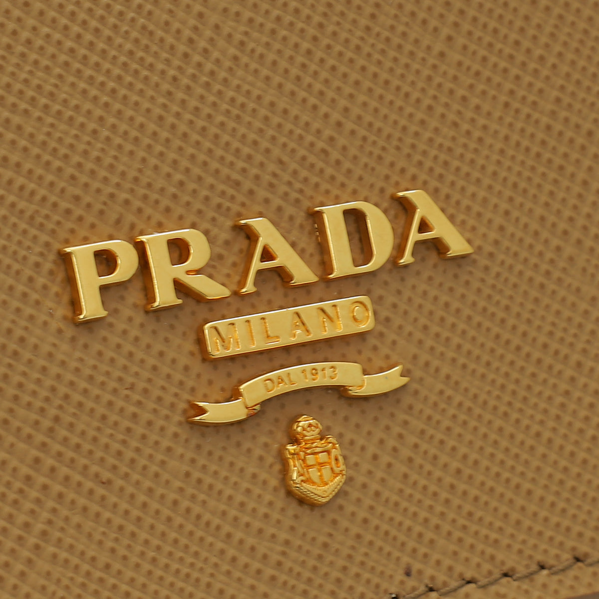 Prada Sughero Beige Metal Card Holder