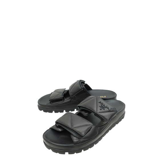 Prada Black Padded Sandals 37