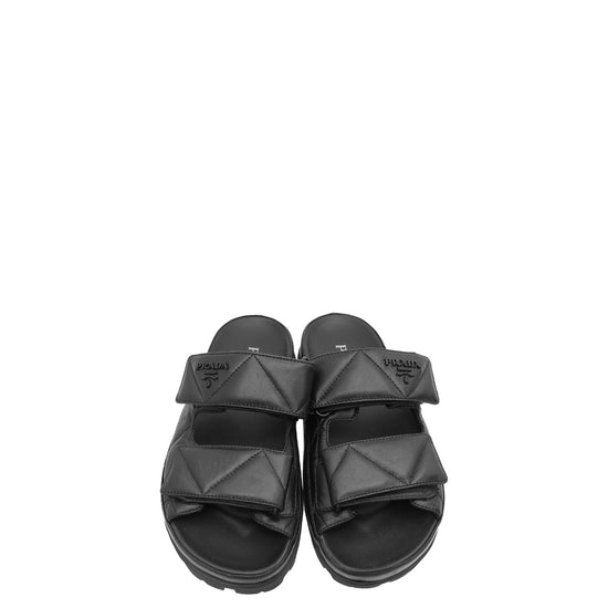 Prada Black Padded Sandals 37