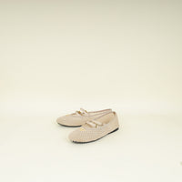 Prada Beige Logo Mesh Fabric Ballerinas 38