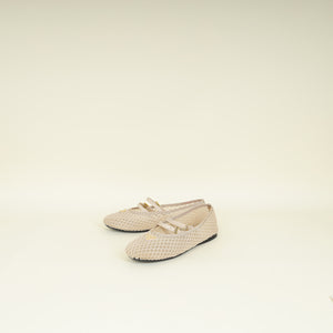 Prada Beige Logo Mesh Fabric Ballerinas 38