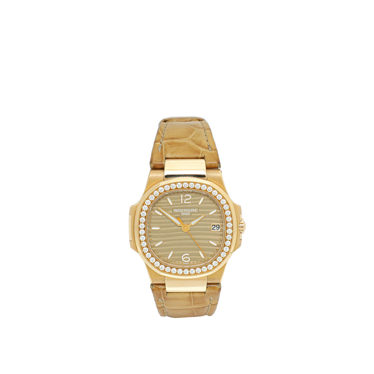 Patek Philippe 18K Rose Gold Diamond Nautilus 32mm Quartz Watch