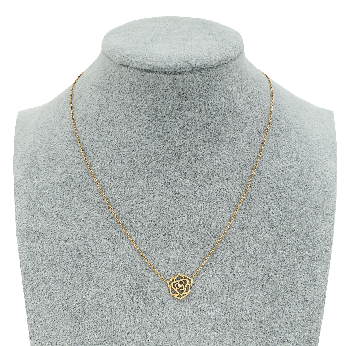 Piaget 18K Rose Gold Diamond Rose Pendant Necklace THE CLOSET piaget-18k-rose-gold-diamond-rose-pendant-necklace-the-closet