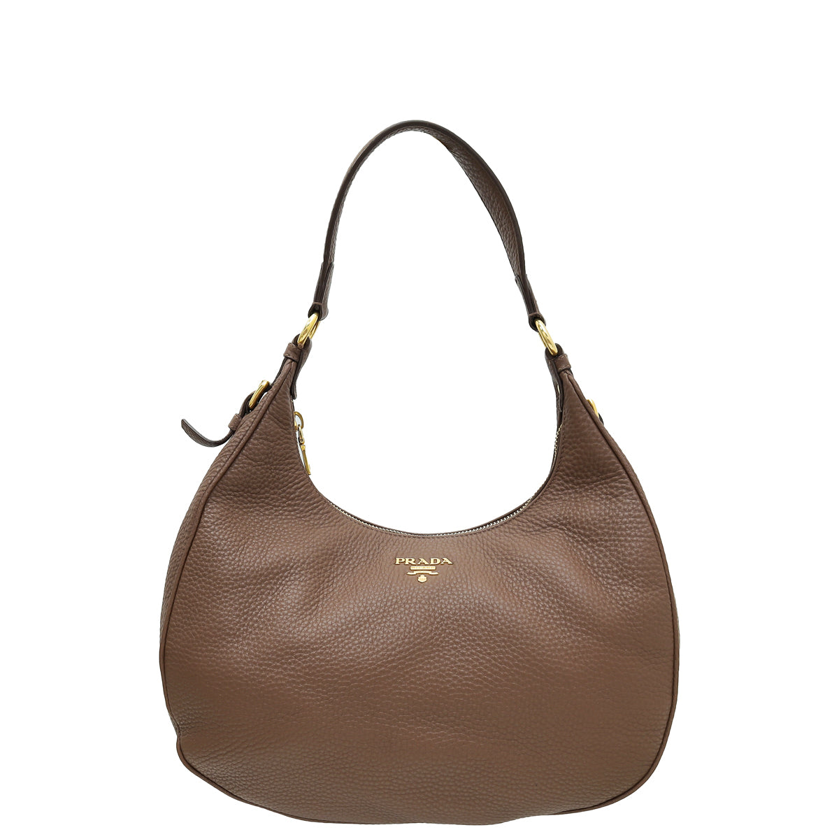 Prada Brown Vitello Daino Hobo Bag-Prada-THE CLOSET
